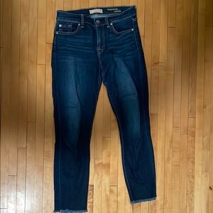 7 For All Mankind Blue Ankle Cropped Jeans with Stretch